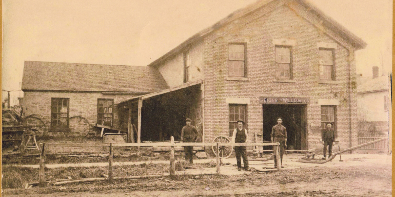 1890 photo of the Geiger and Williamson blacksmith shop, Madison, WI