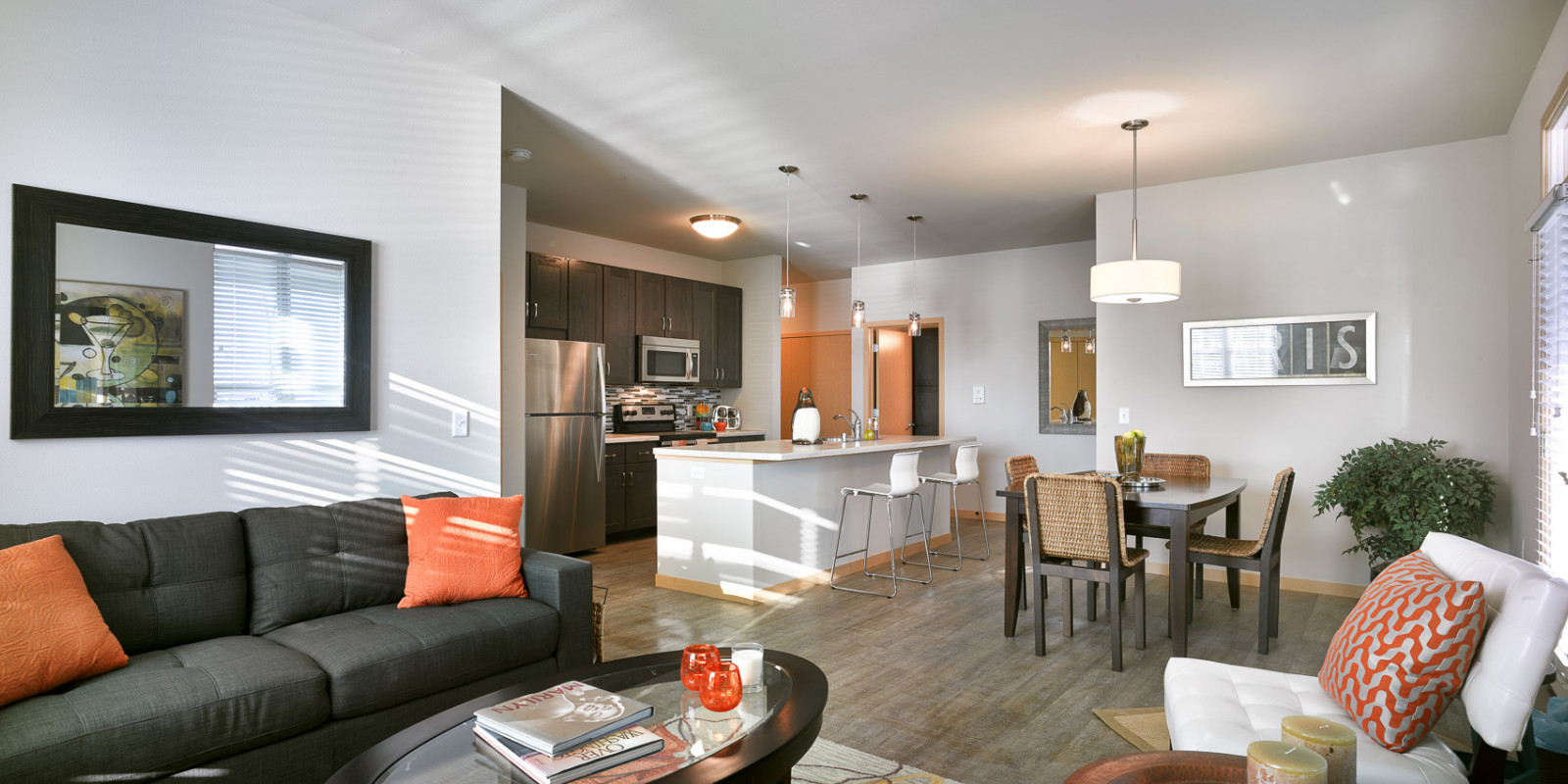 Turnberry Apartments open concept kitchen and dining area